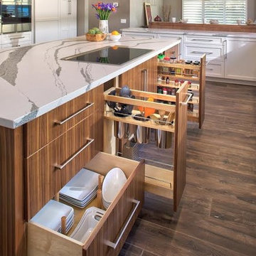 Beautiful White & walnuts veneer Kitchen