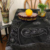 Ornamental Embroidered Square Tablecloth, Mystic Black, 44x87"