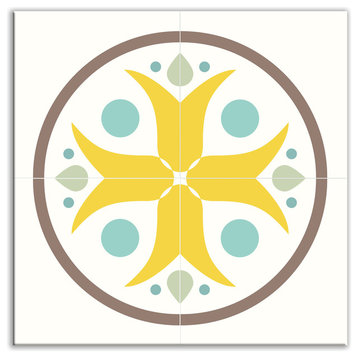 4.25"x4.25" Organic Origins Glossy Decorative Tile, Misty Bloom, Set of 4