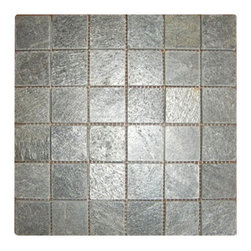 Indian Silver Grey Slate Stone Mosaic Tiles - Mosaic Tiles