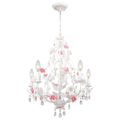 Crystorama 4856-WW Lola 5 Light Wet White Chandelier