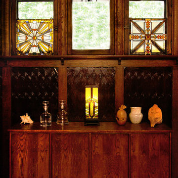 Mission Style Hurricane Accent Lamp and Window Panels