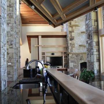 Natural Stone Pillars in Kitchen
