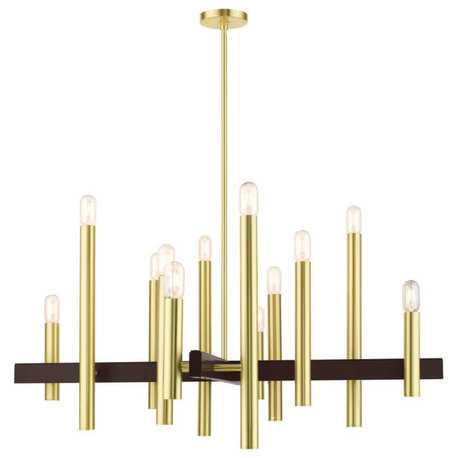 Livex Helsinki 12 Light 44" Chandelier, Satin Brass