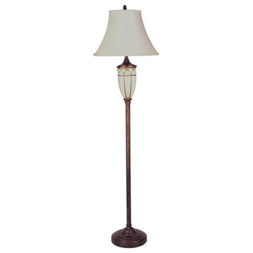 Ore International 8332FG 64 in. Floor Lamp with Night Light - Antique Brass and