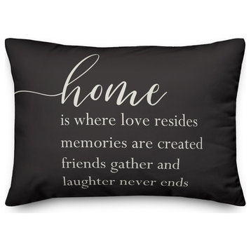 Black Home is Where Love is 14x20 Indoor/Outdoor Pillow