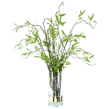 Willow Branch Arrangement in a Tall Glass Vase