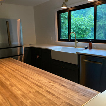 Blue Kitchen with Custom Breakfast cabinet