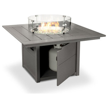 Polywood Square 42" Fire Pit Table, Slate Gray