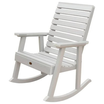 Indoor/Outdoor Rocking Chair, Slatted Recycled Plastic Frame, White