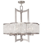 Livex Lighting - Livex Lighting 50576-91 Grammercy - Six Light Chandelier - Canopy Included: TRUE  Shade InGrammercy Six Light  Brushed Nickel Clear *UL Approved: YES Energy Star Qualified: n/a ADA Certified: n/a  *Number of Lights: Lamp: 6-*Wattage:60w Candalabra Base bulb(s) *Bulb Included:No *Bulb Type:Candalabra Base *Finish Type:Brushed Nickel