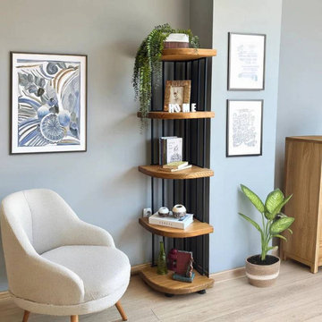 Fargo Solid Pine Wood Corner Bookcase | Space-Saving Rustic Storage Design