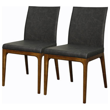 Devon PU Leather Chair, Set of 2, Antique Gray