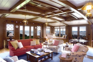 Elegant family room photo in Providence