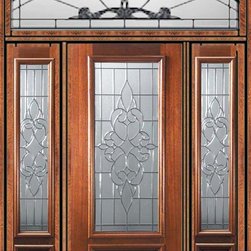 Prehung Sidelights-Transom Door 80 Wood Mahogany Courtlandt - Front Doors
