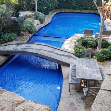 Both Automatic Pool Covers close in the center