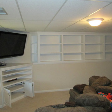 Basement Bookcases and Media Cabinet