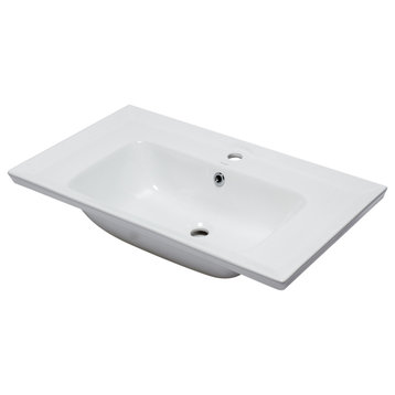 White Ceramic 32"x19" Rectangular Drop, Sink