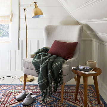 Reading Nook with Trendy Fall Decor style by Emily Henderson