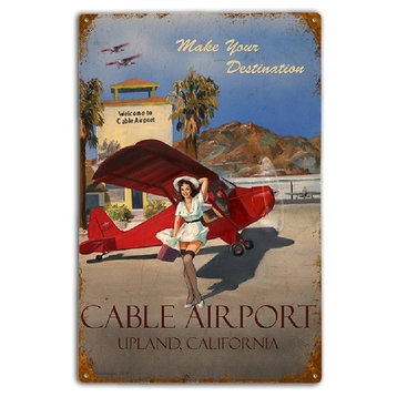 Cable Beach with Girl, Classic Metal Sign