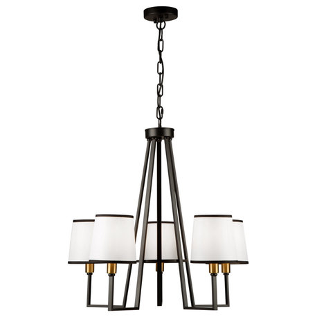 Coco Five Light Chandelier in Gold Black