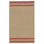 Colonial Mills - Denali End Stripe Indoor/Outdoor Rug Coastal Polypropylene DE35 Brick Red, 5'x7' - Understated show-stopper. Double-striped. Classic design matches your home. Put it under dining room table. Accentuate your sunroom. Refine your patio. Neutral base color. Muted accents.
