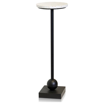 Ebony End or Side Table, White and Gold Flaked