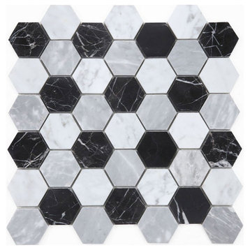 Mosaics Tile Marble Calacatta and Marquinia Hexagon - Checkers -for Floors Walls