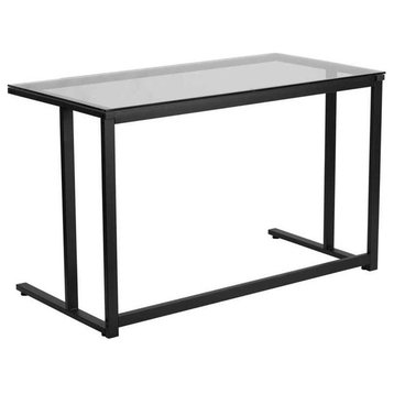 Flash Furniture Glass Desk With Black Pedestal Frame