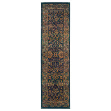 Oriental Weavers Kharma Collection Blue/Beige Oriental Indoor Area Rug 2'3"X7'6"
