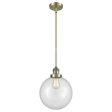 Innovations XL Beacon 13" LED Mini Pendant, Brass/Globe, 201S-AB-G202-10-LED