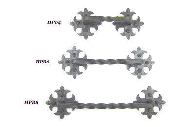 HPB series spanish revival wrought iron fleur de lis drawer pull handle