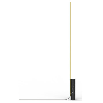 Pablo Designs T.O Pillar of Light Floor Lamp, Marquina Black W/Brass