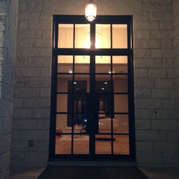 Modern Iron Door with Square Transom - Front Doors