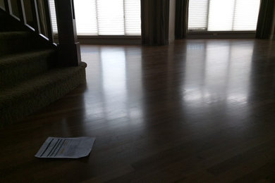 Previously a pre-fin walnut floor.  Now a sanded on site walnut natural floor