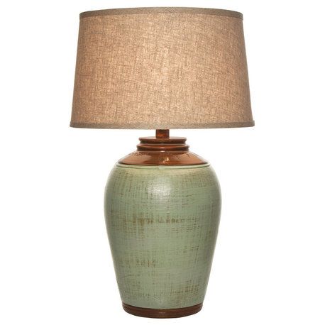 Tuscan Table Lamp With Shade, Celadon Green
