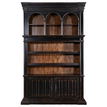 Bookcase Cathedral Antiqued Blackwash Wood  Old World Moldings  Bead
