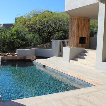 Espresso Vein-Cut Modern Pool Deck
