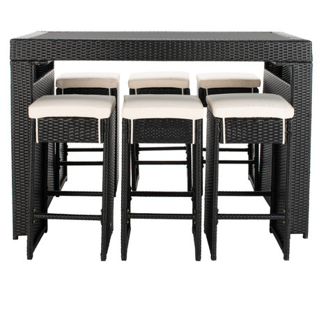 Safavieh Horus Indoor/Outdoor Dining Set, Black/Beige
