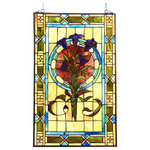 CHLOE Lighting - Chloe-Lighting Tiffany-Glass Tulips Design Window Panel - Tiffany style Floral design window panel with bronze finish will compliment many decors.