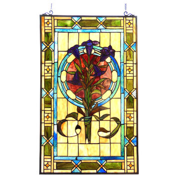 Chloe-Lighting Tiffany-Glass Tulips Design Window Panel