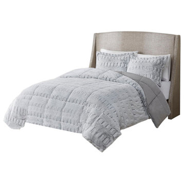 Madison Park Gia Long Faux Fur Comforter Mini Set, Grey, Twin/Twin Xl