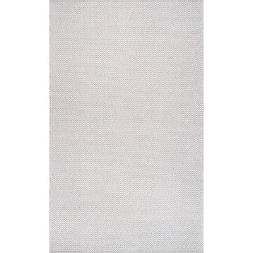Hand-Loomed Chalet Diamond Cotton Rug, Taupe, 9'x12'