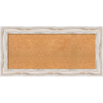 Framed Cork Board, Alexandria White Wash Wood, 39x19
