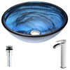 ANZZI Soave Series Deco-Glass Vessel Sink with Key Faucet, Polished Chrome