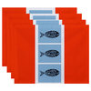 18x14-inch, Fish Chips, Animal Print Placemat, Orange (Set of 4)