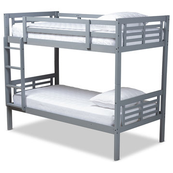 Lavonne Modern and Contemporary Gray Wood Twin Bunk Bed
