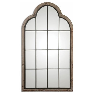 Oversized 80" Divided Light Window Arch Mirror