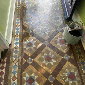 Wax Coated Victorian Tiled Hallway Renovated in Addlestone