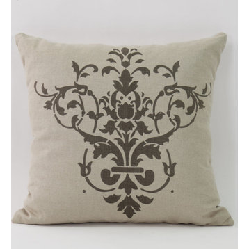 French Floral Pillow - Natural Linen